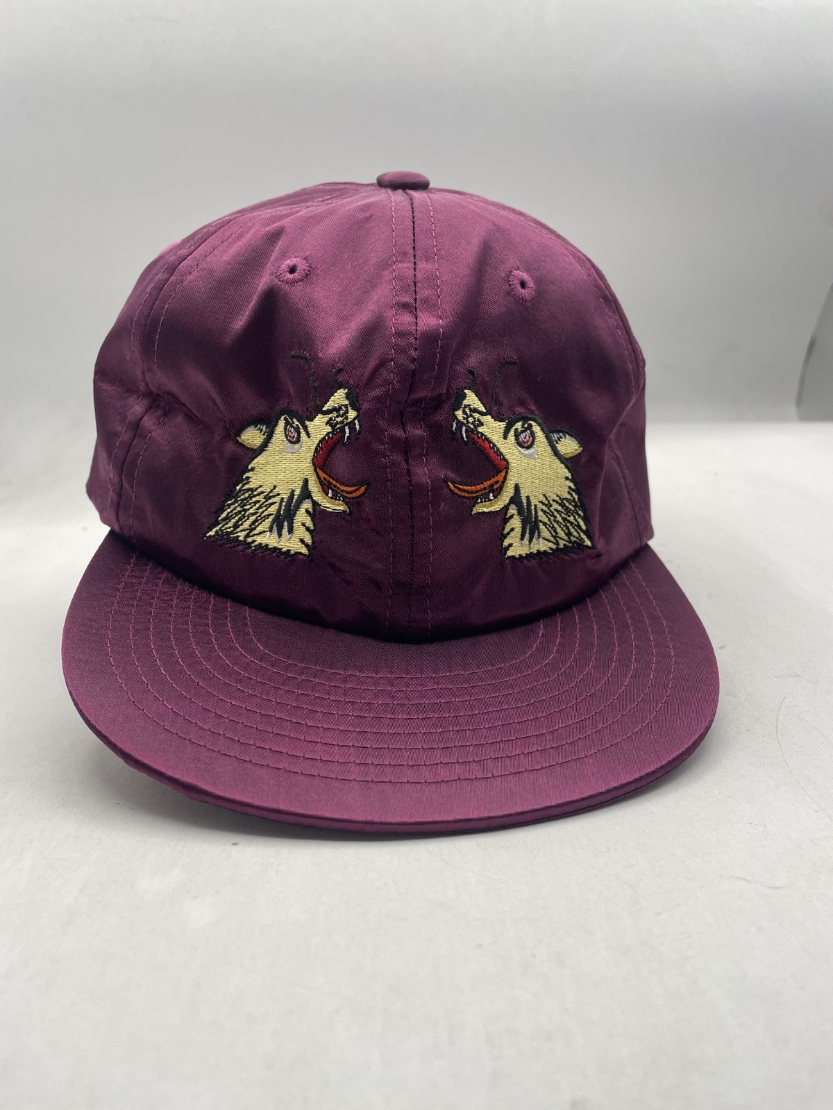 Weld MFG Satin Wolves Cap 6 Panel Snapback Burgundy Polyester Hand Wash
