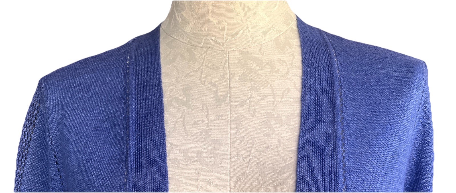 Talbots Women’s 100% Linen Cornflower Blue Open Front Cardigan Sweater Mp
