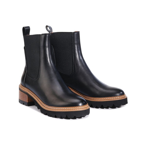 EOS Melbourne Linear Black Women’s 37 38 39 40 41 Leather Ankle Boot Bootie