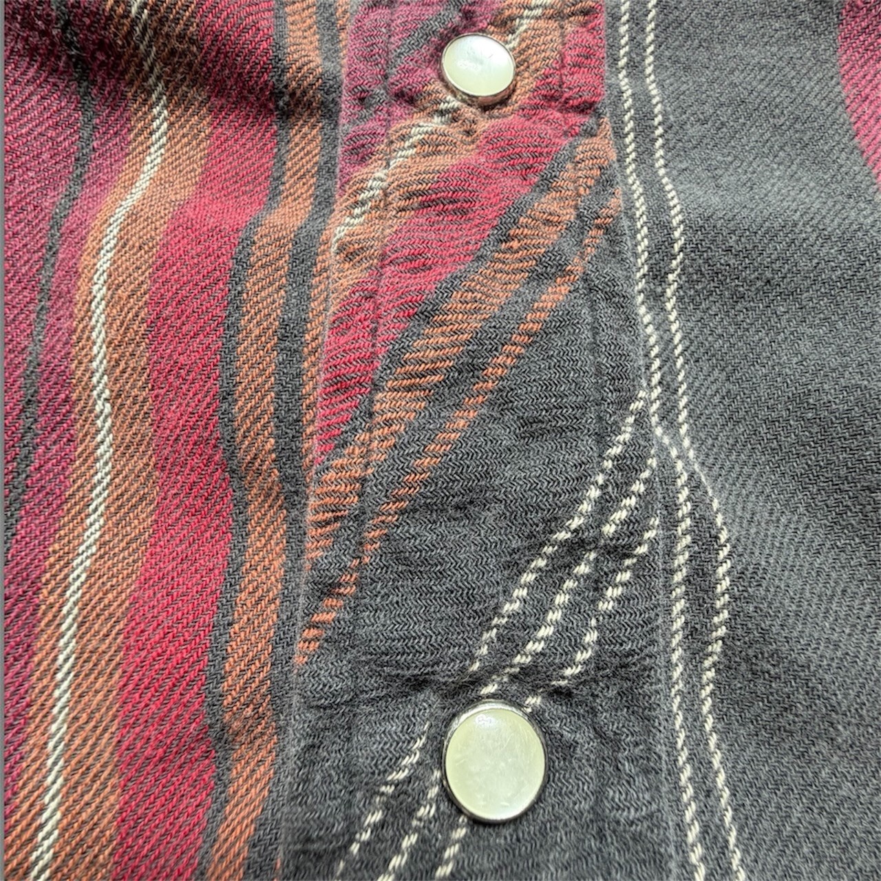 Vintage Wrangler Striped Pearl Snap Shirt 2XL Big Man Canvas Western Cowboy USA