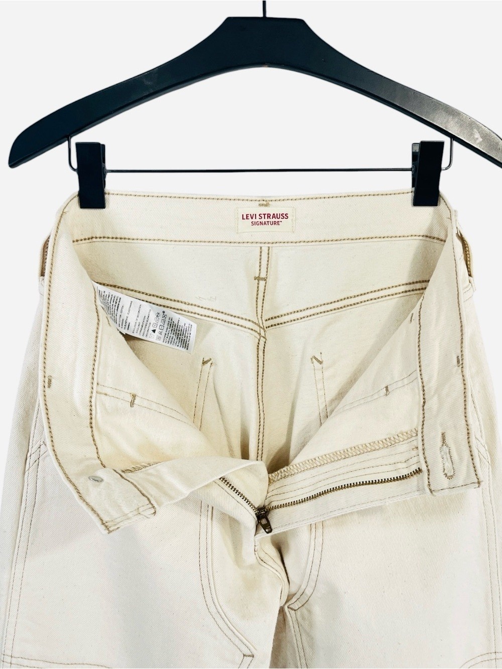 Levi Strauss Signature Off White/Cream Double Knee Straight Leg Jeans W29 X L32