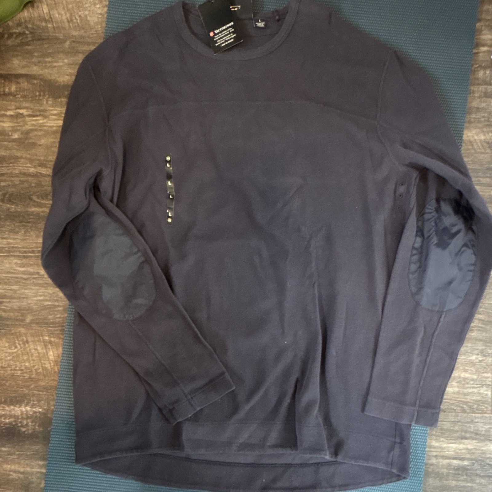 Victorinox Men’s Crew Neck Pullover Sweater Knit Cotton Solid Blue Size L