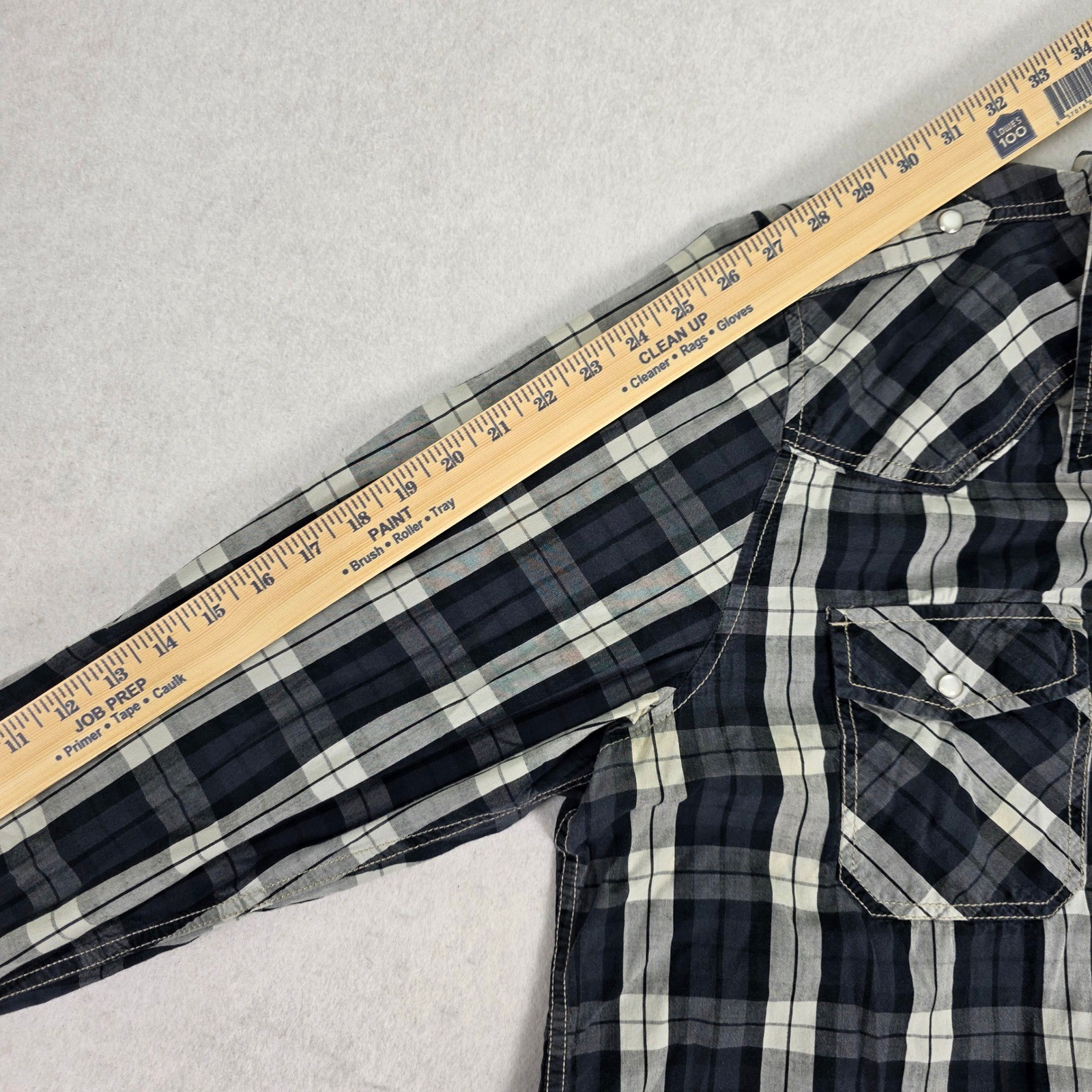 Supply Company USA Mens XXL Plaid Snap Front Western Shirt NavyWhite Cotton