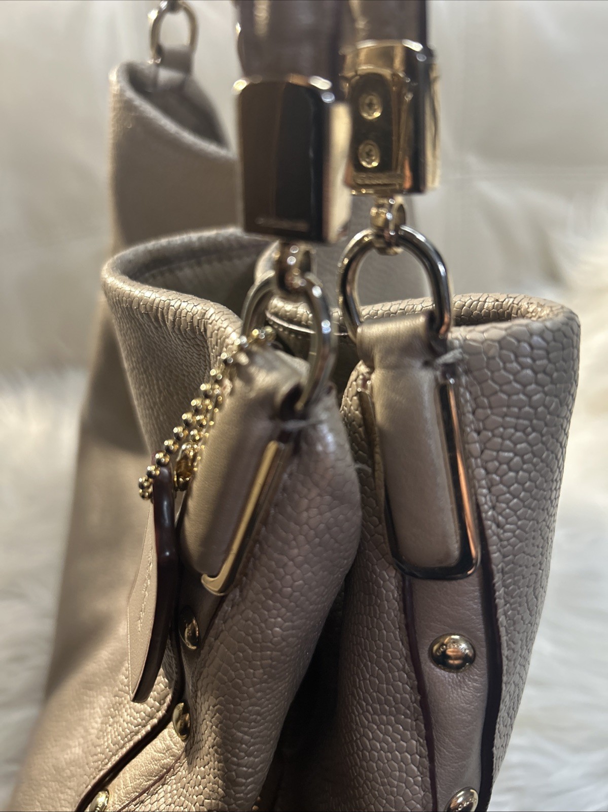 Coach Bag F35211 Phoebe Madison Studded Caviar Ret$495. Metallic Neutrals