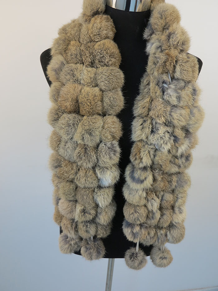 100% real rabbit fur pom poms scarf/ cape/ wrap 7 wonderful color available