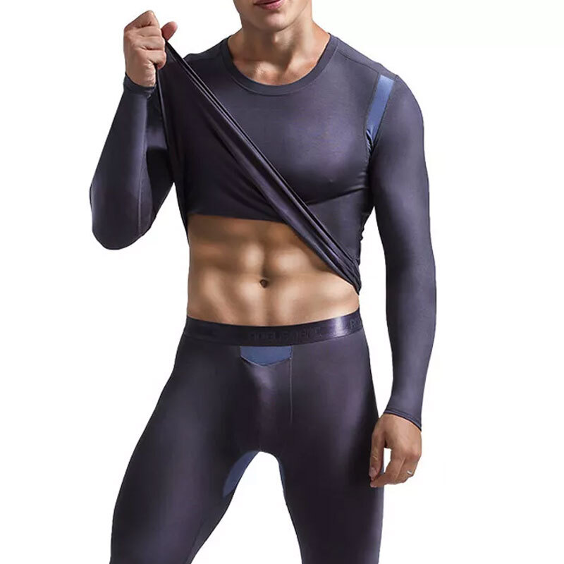 Men Thermal Underwear Set Long Sleeve Modal Pajamas Set Long Johns Top & Bottom