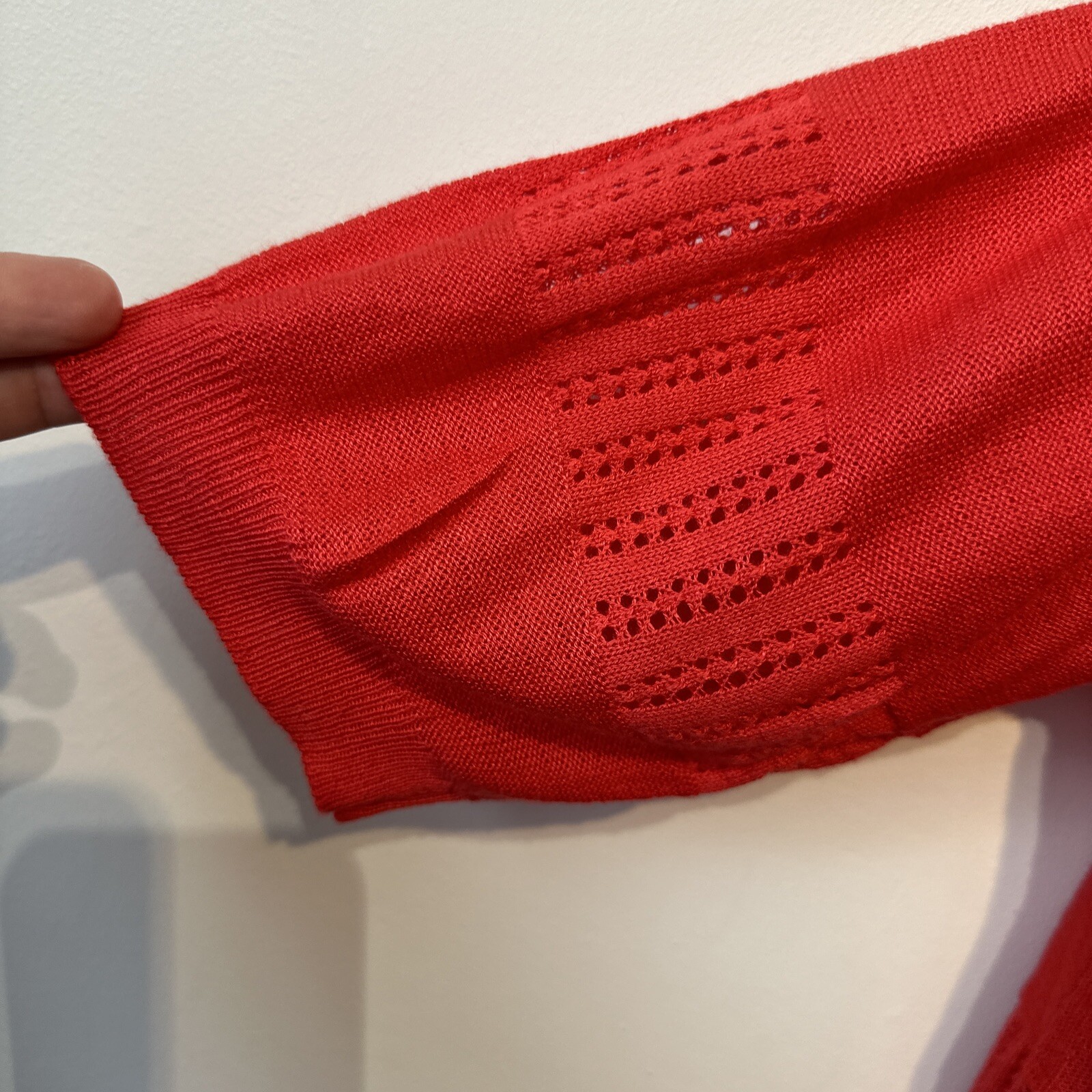 RED CROP CARDIGAN SHRUG KNIT JACKET ANY SEASON ANY OCCASION SZ L 16