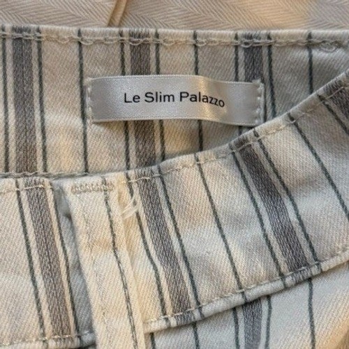 FRAME Womens Le Slim Palazzo Jeans 25 Ivory Sage Stripe Stretch Wide Leg