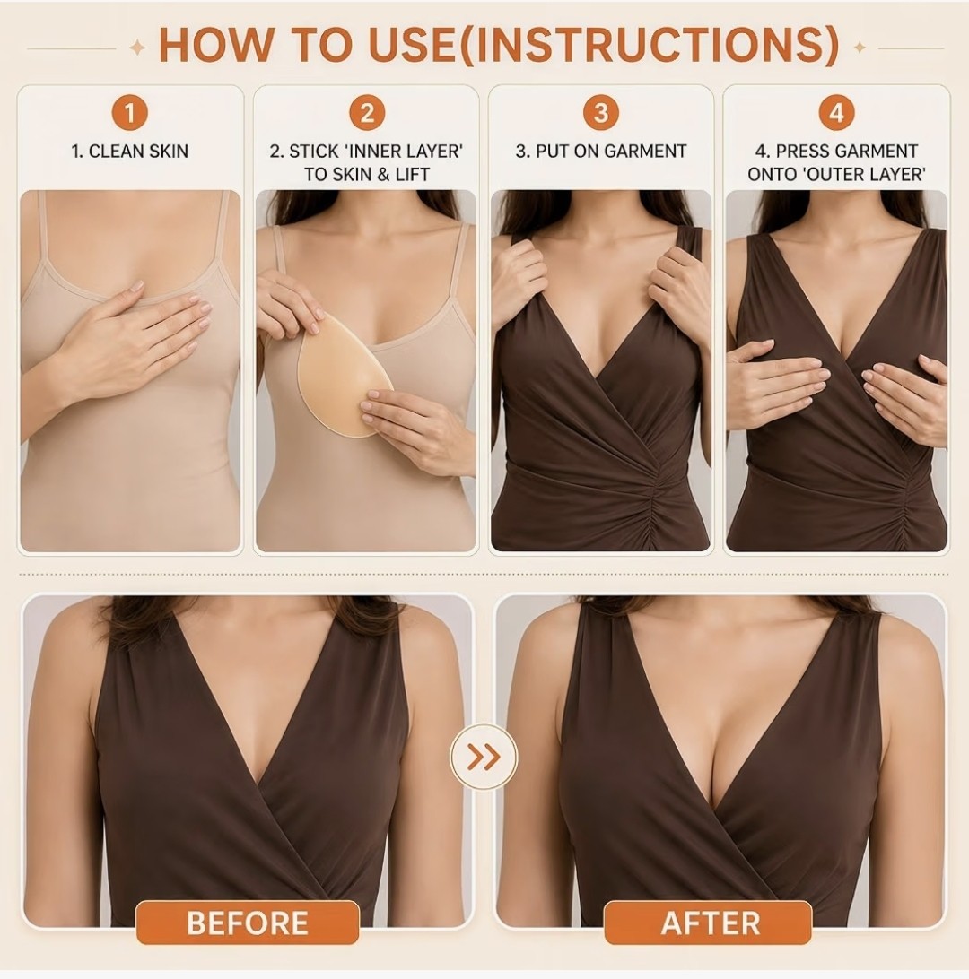 snowy bodee Self-Adhesive Push Up Silicone Bra Inserts Lift Pads Beige