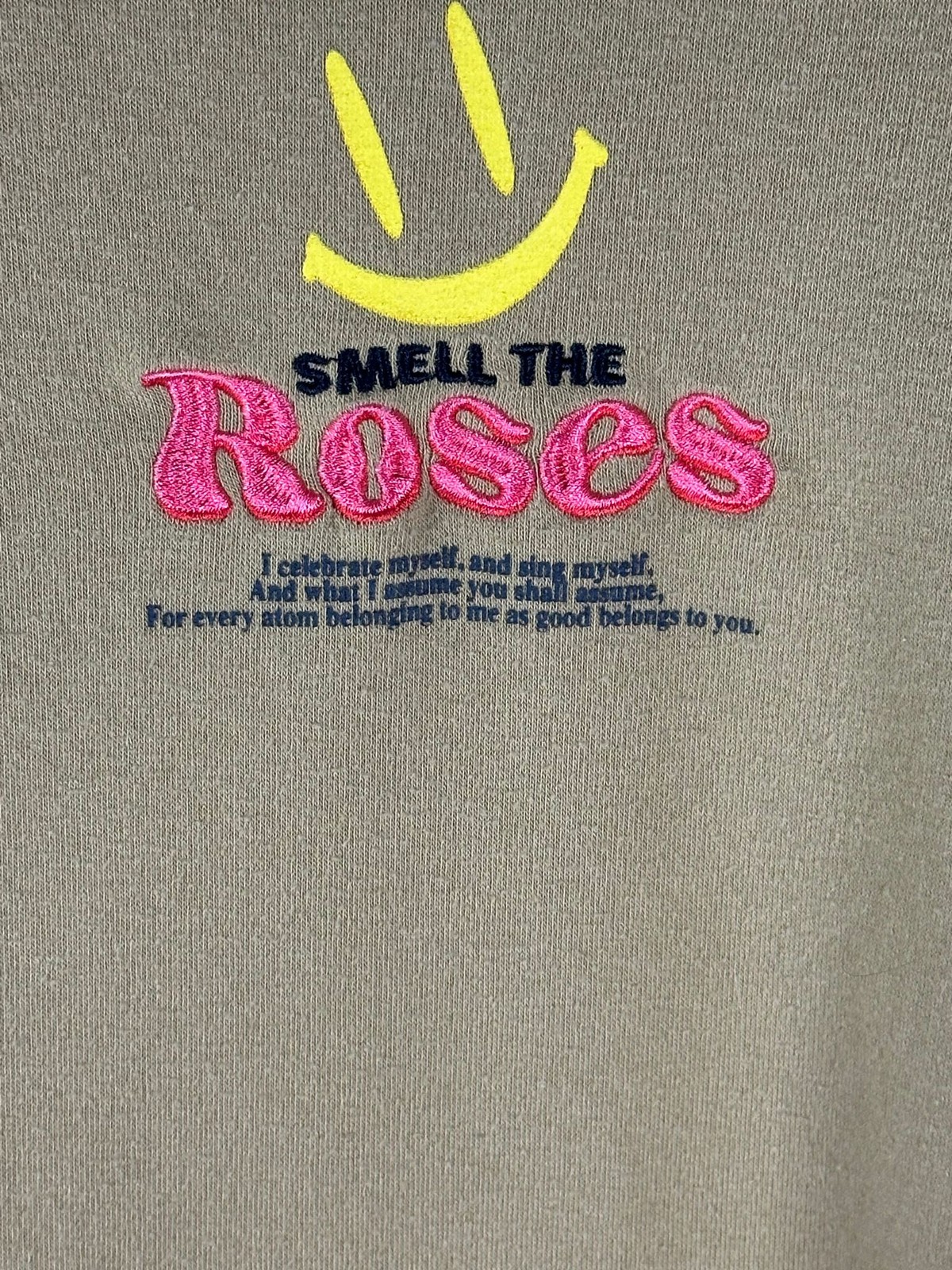 Brixton Sweatshirt Mens XL Graphic Crewneck Smell The Roses Back Print Mustard