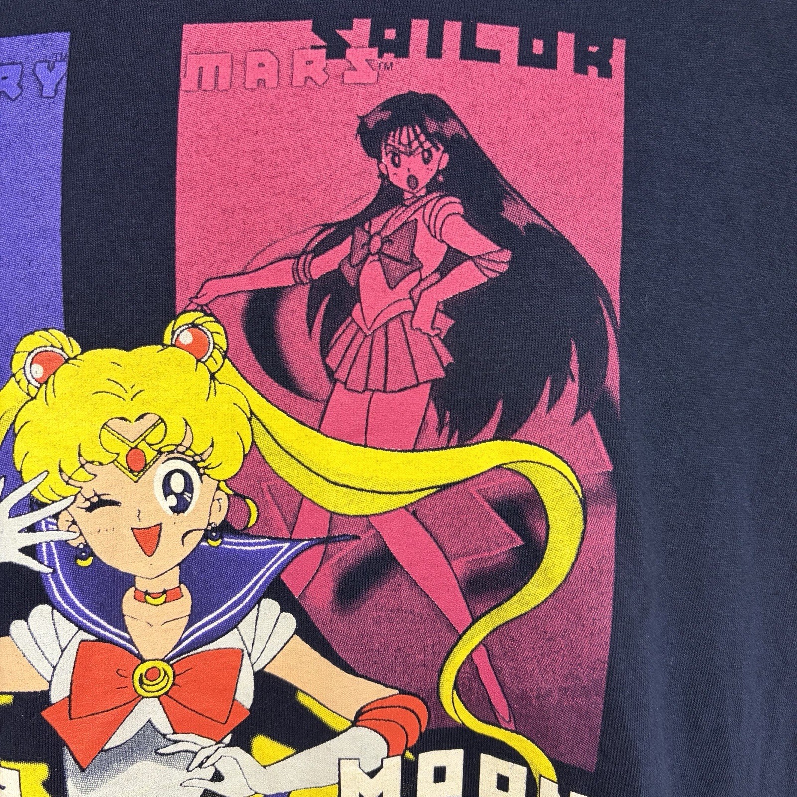 Vintage Sailor Moon & Scouts Graphic T-Shirt Size Large 1998 Manga Anime Toei
