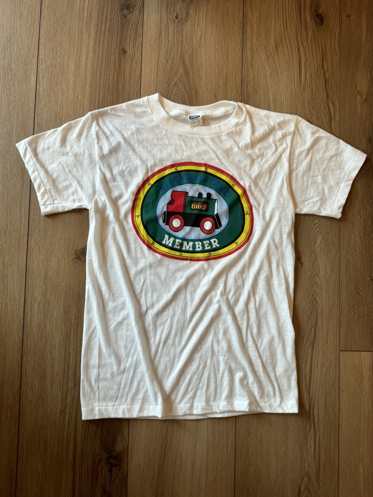 Vintage BRIO Engineers Club Member T-Shirt White Adult Large CHED By Anvil Tee