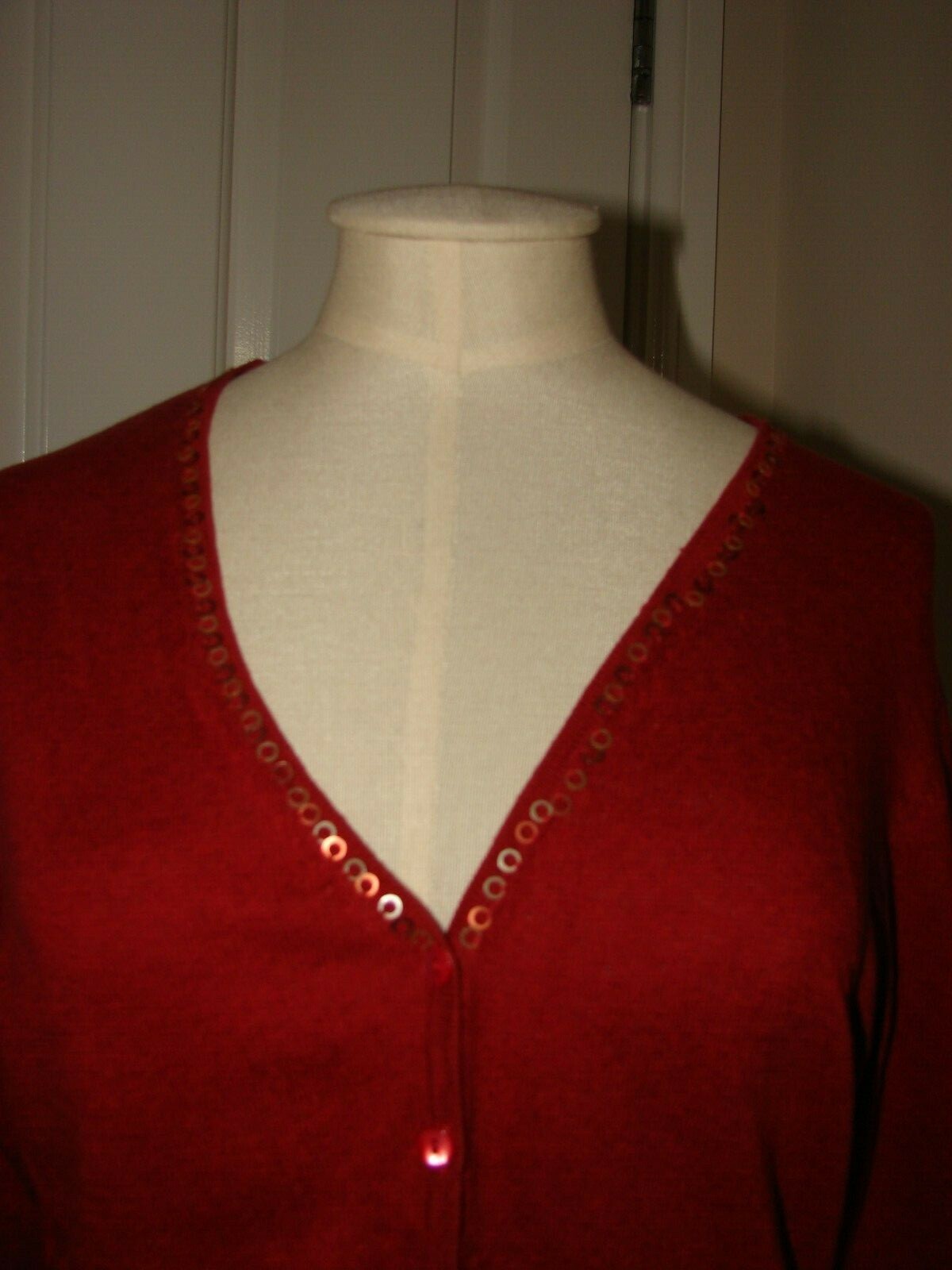 BNWOT Principles size 12 52% linen, 48% cotton rich red marl decorated cardigan