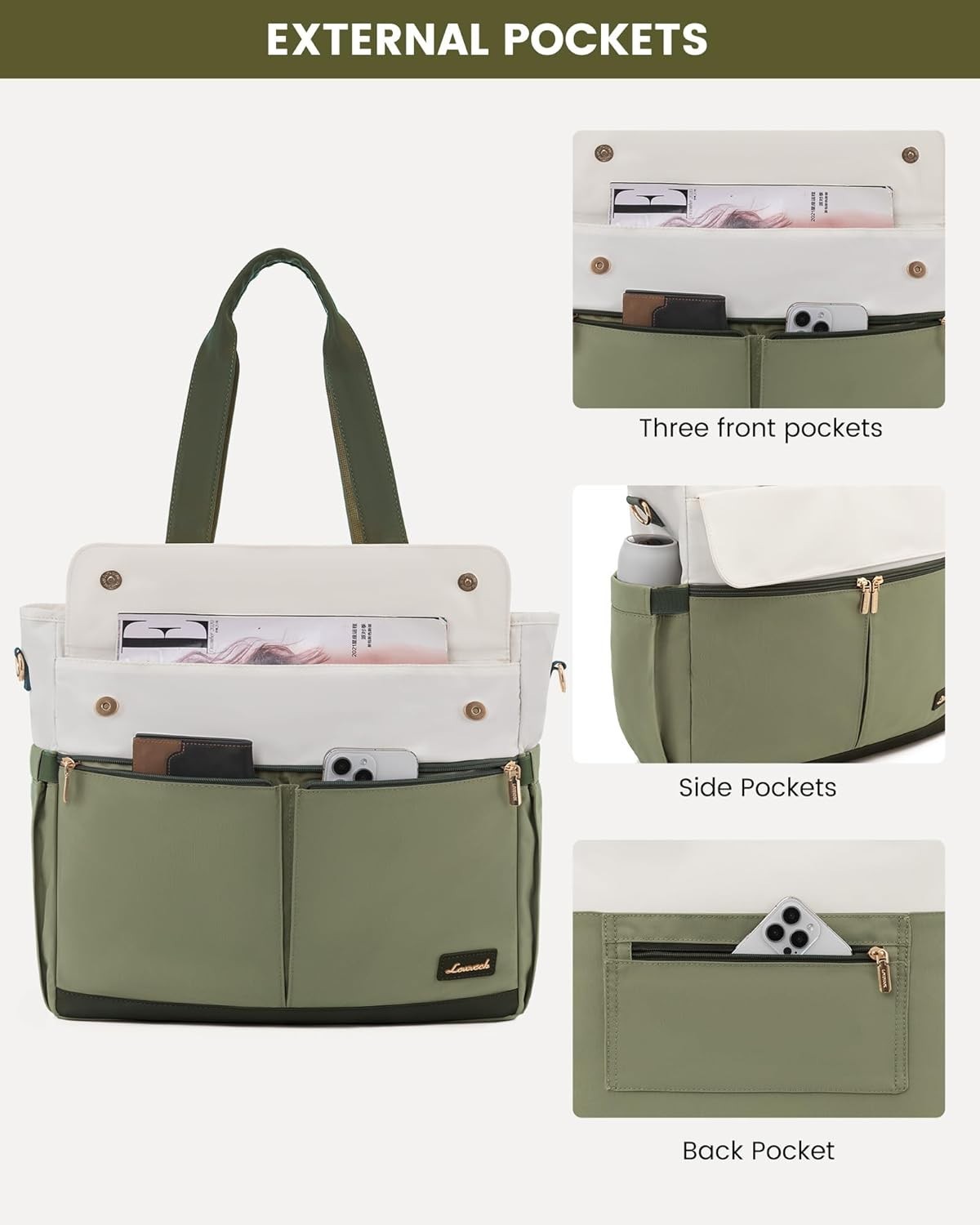 Functional Teacher Tote Bag – Stylish 15.6 Inch Laptop Bag with Luggage Sleeve