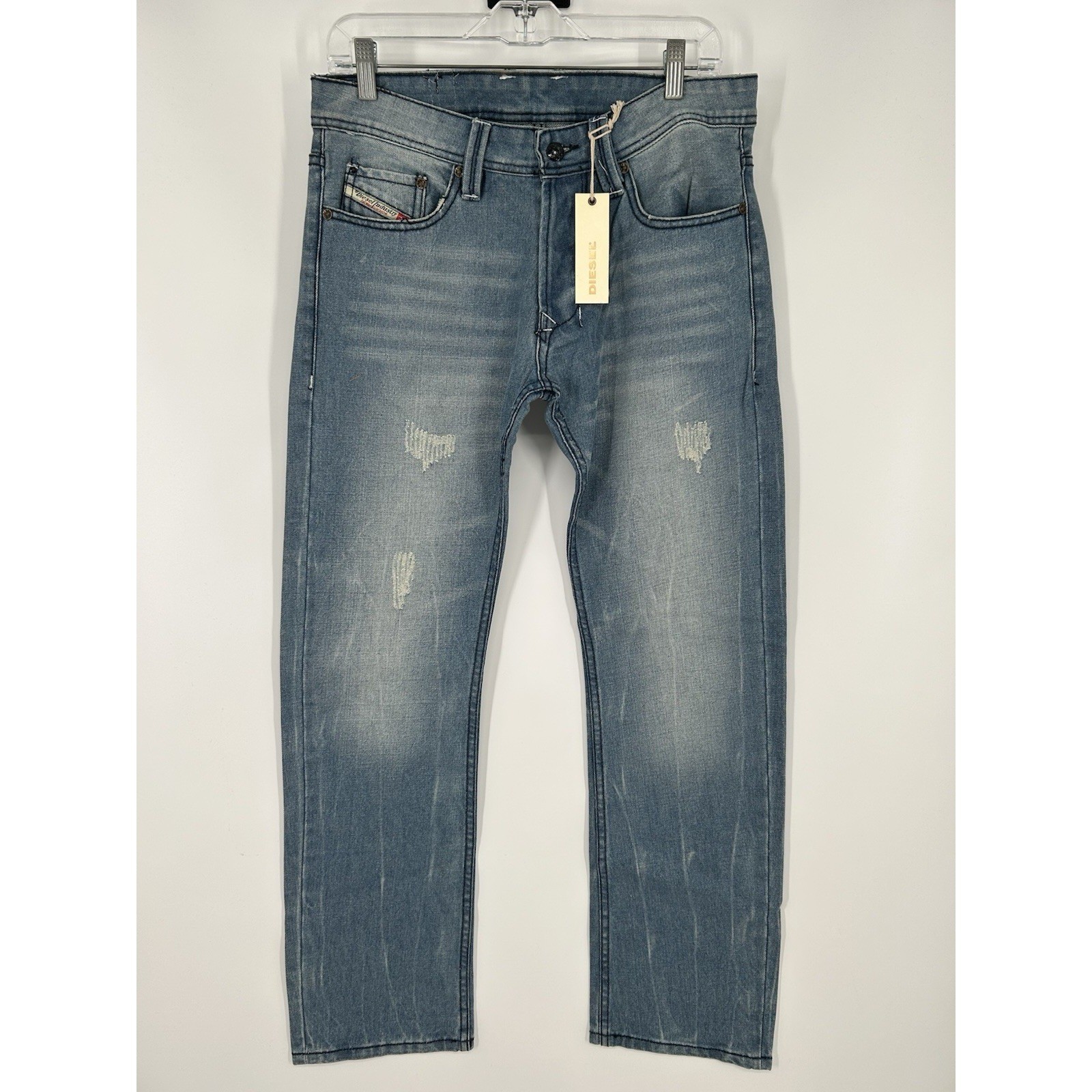 Diesel Larkee Straight Leg Regular Fit Medium Wash Distressed Jeans Size 30×32