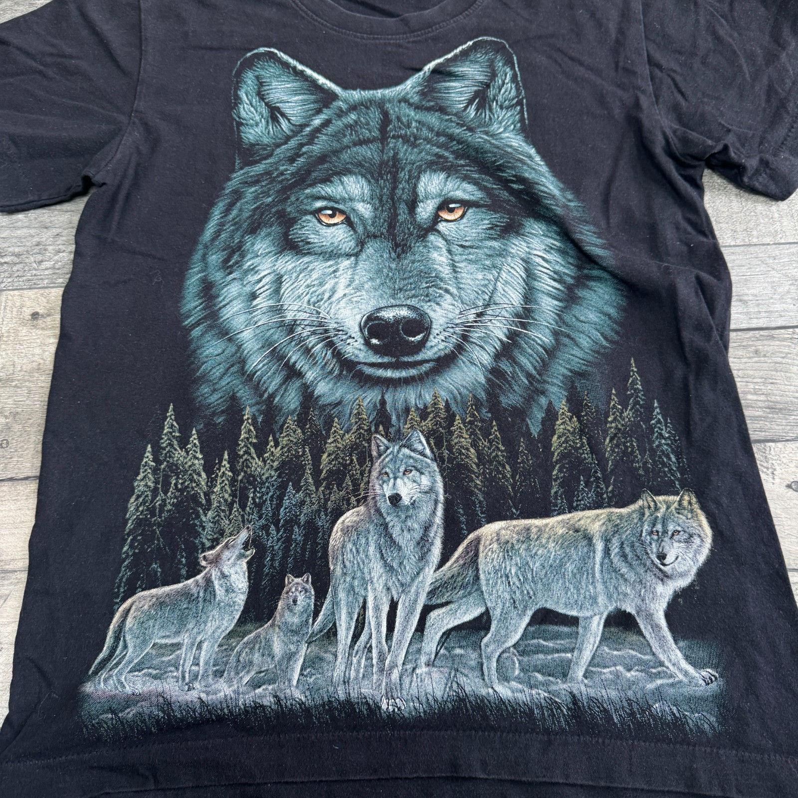 Rock Eagle Wolf Graphic T Shirt Short Sleeve Wildlife 90s Mens Small