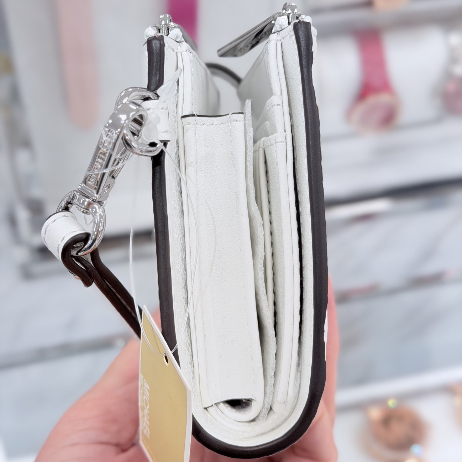 Michael Kors Jet Set Travel Double Zip Wristlet Wallet MK Rainbow Optic White