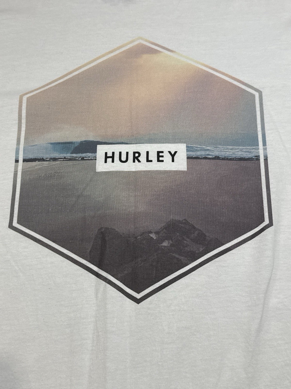 Hurley Men’s L White Graphic Logo Crew Neck Short Sleeve Cotton Tee