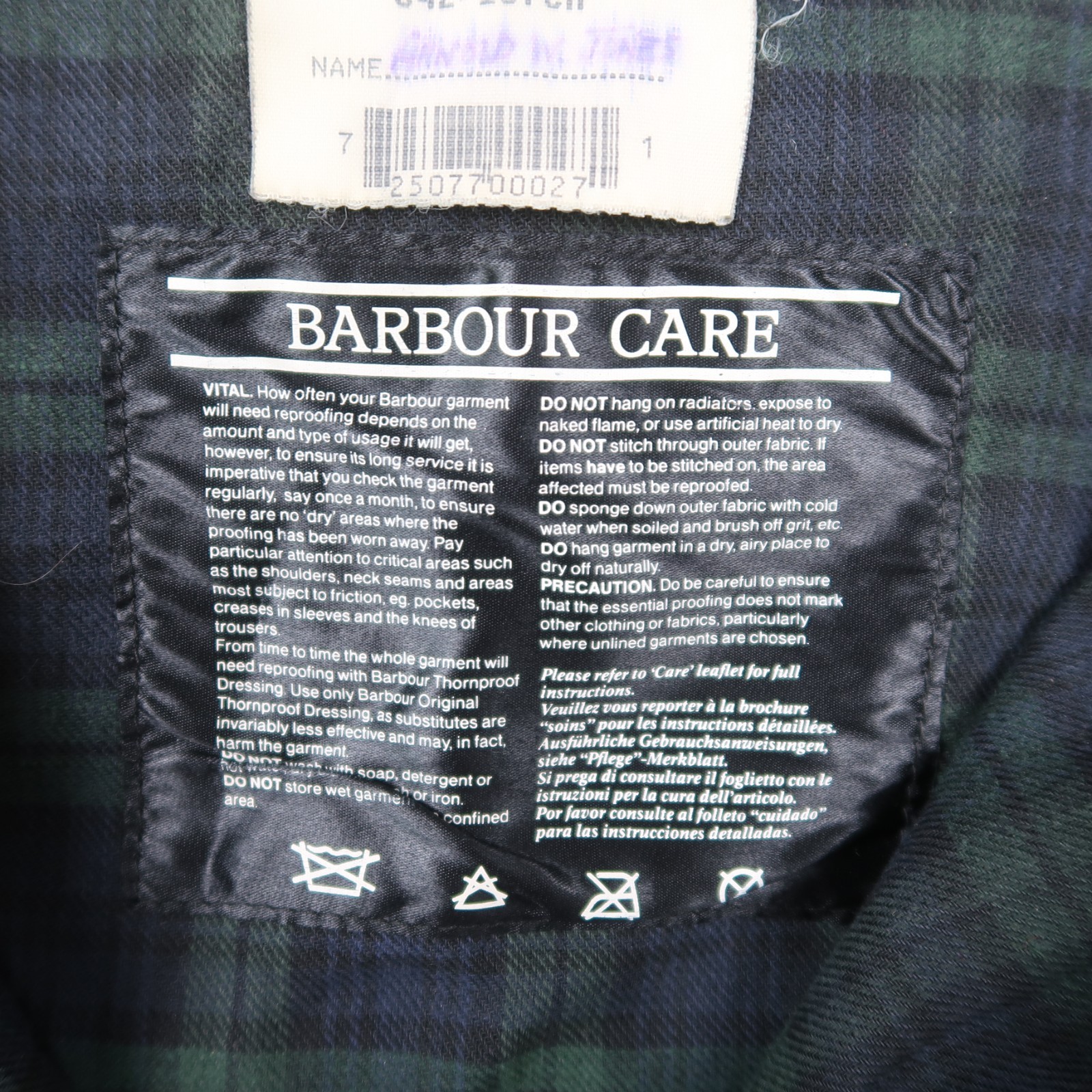 VIntage 90s Barbour Men’s A5 Lined Durham Wax Jacket Green C42 / 107CM