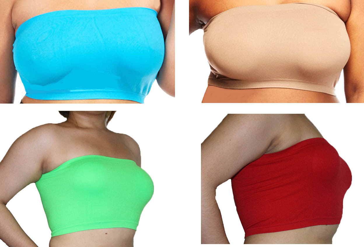 Womens Plus Soft Bandeau Bra Seamless Strapless Tube Top One Size Fits $5.99
