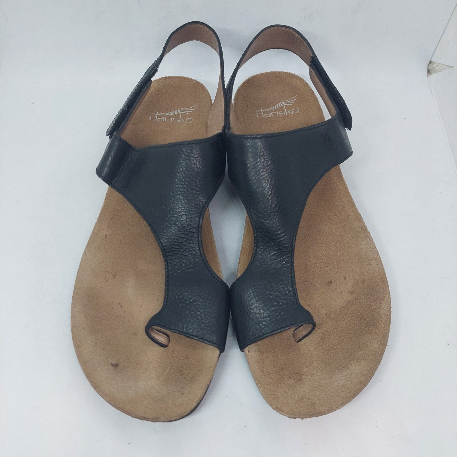 Dansko Reece Sandals Black Leather Thong Slide Womens Size EU 40 US 9.5-10
