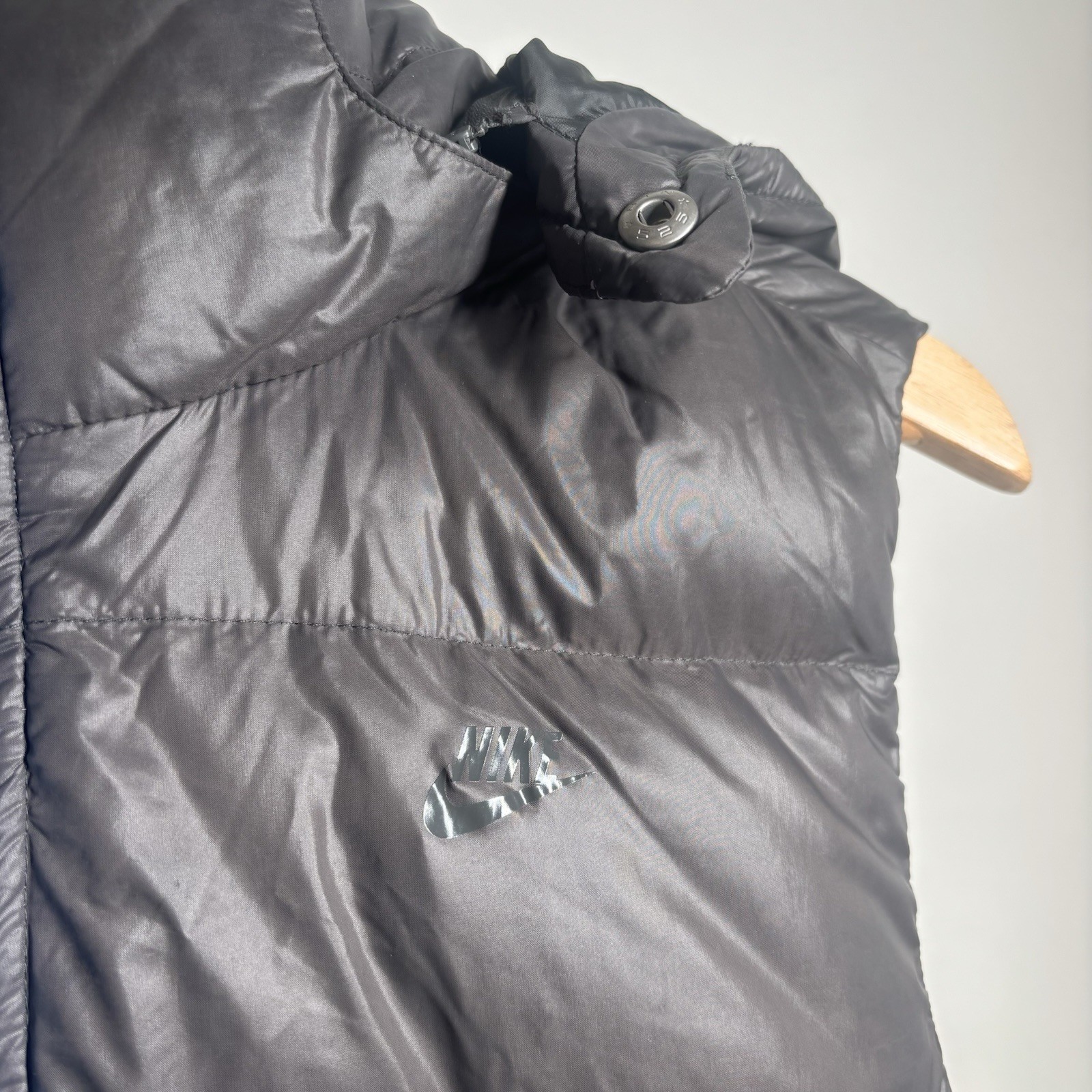 Nike Mens Down Filled Gilet Bodywarmer Jacket With Removable Hood Size XL