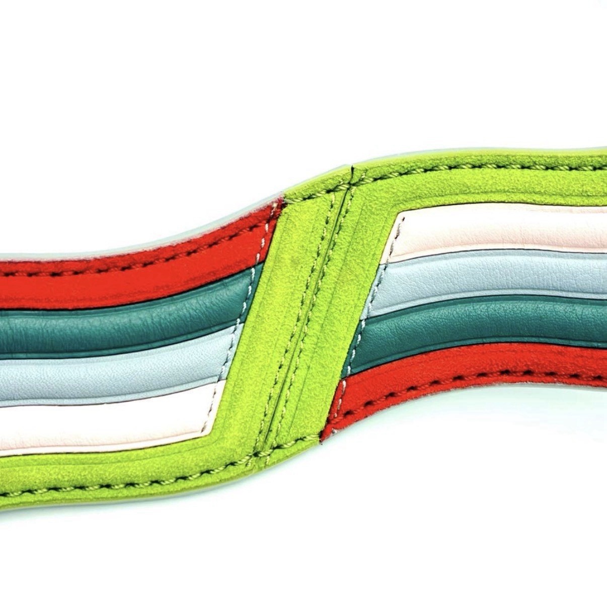 FENDI Strap You Shoulder Strap Wavy Multicolor Suede Leather Silver Authentic