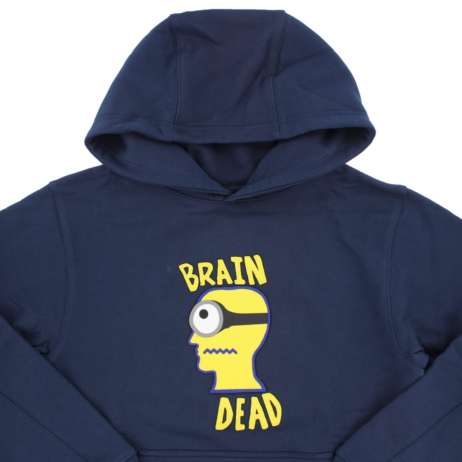 Brain Dead Minion Logo Head Hoodie Printed Front Graphic Kangaroo Pockets