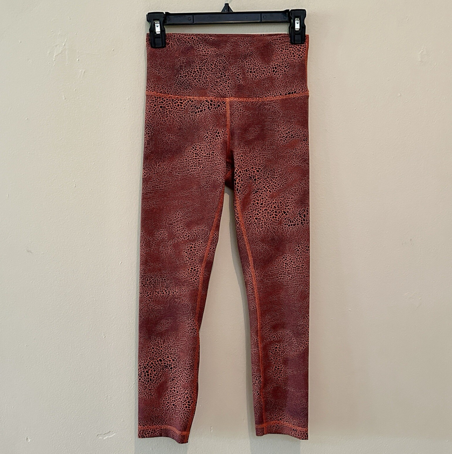 Lululemon Leggings Women’s 6 Wunder Train HR Crop 23″ Crackle Glaze Orange
