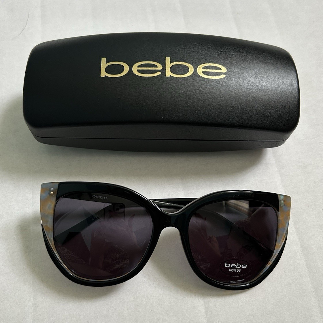 BeBe BB7253 001 Womens Cat Eye Sunglasses Black/Gray Tinted 100% UV 140mm