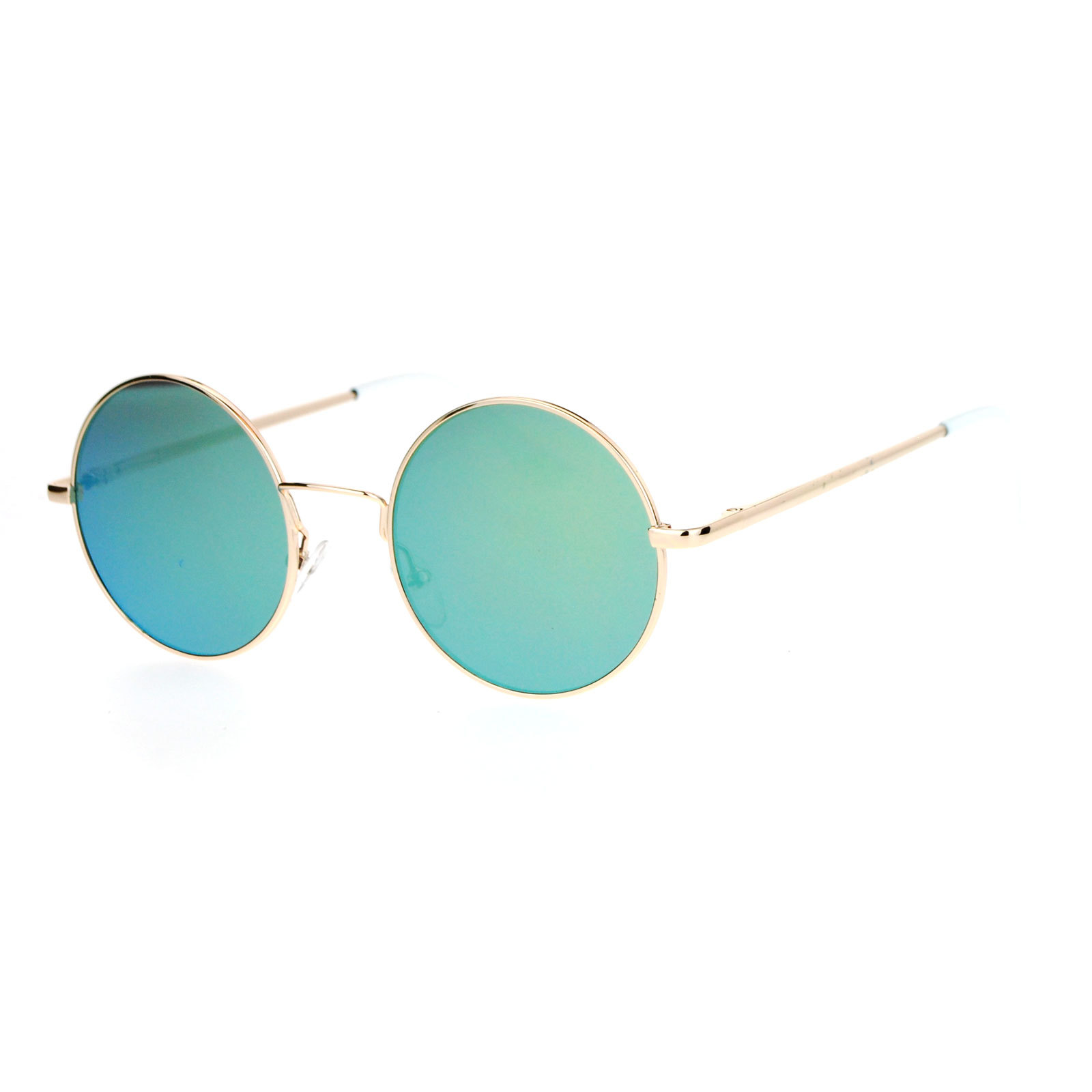 Round Circle Frame Sunglasses Unisex Thin Metal Spring Hinge Flat Lens