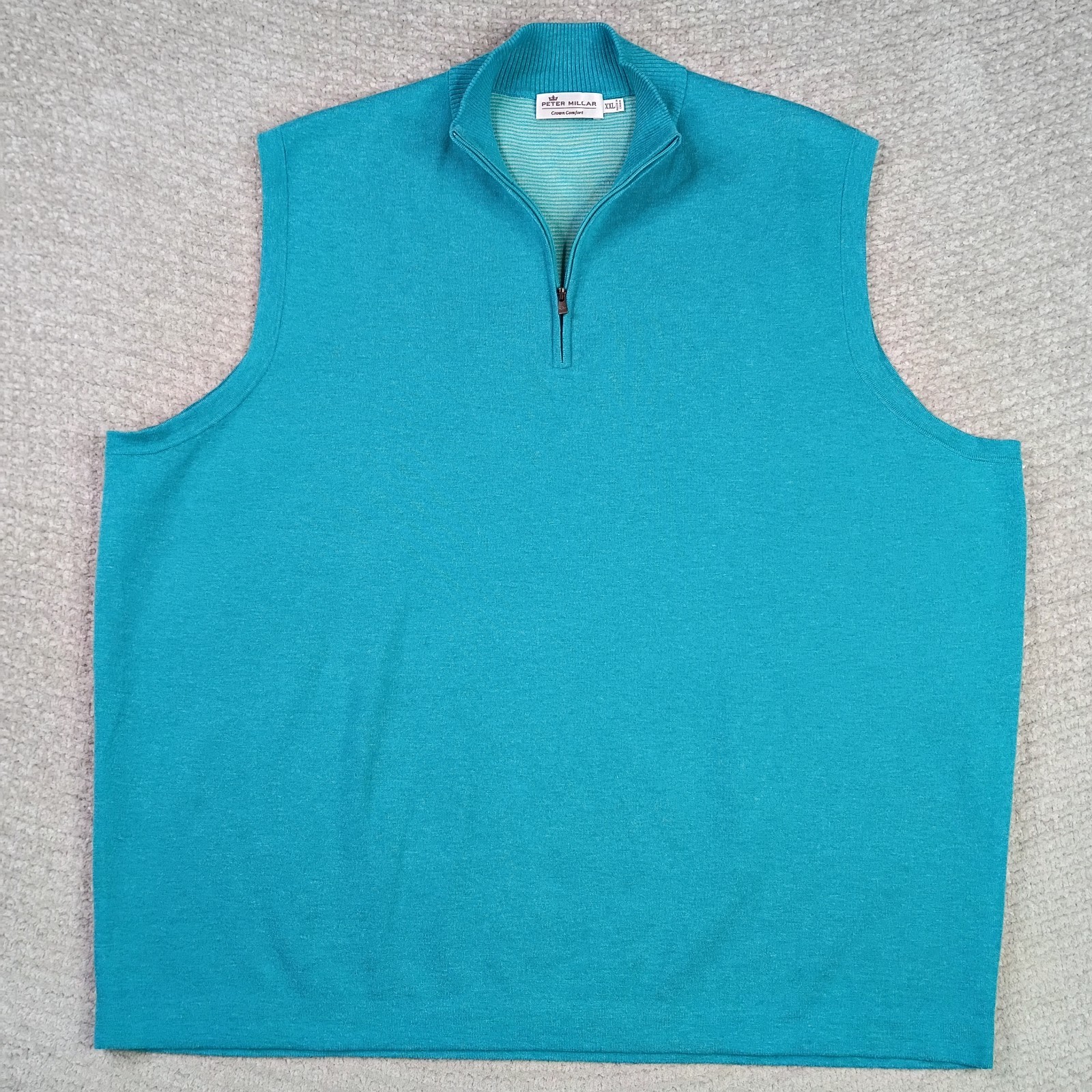 Peter Millar Mens 2XL Teal Crown Comfort Vest Pullover Zip Preppy Golf