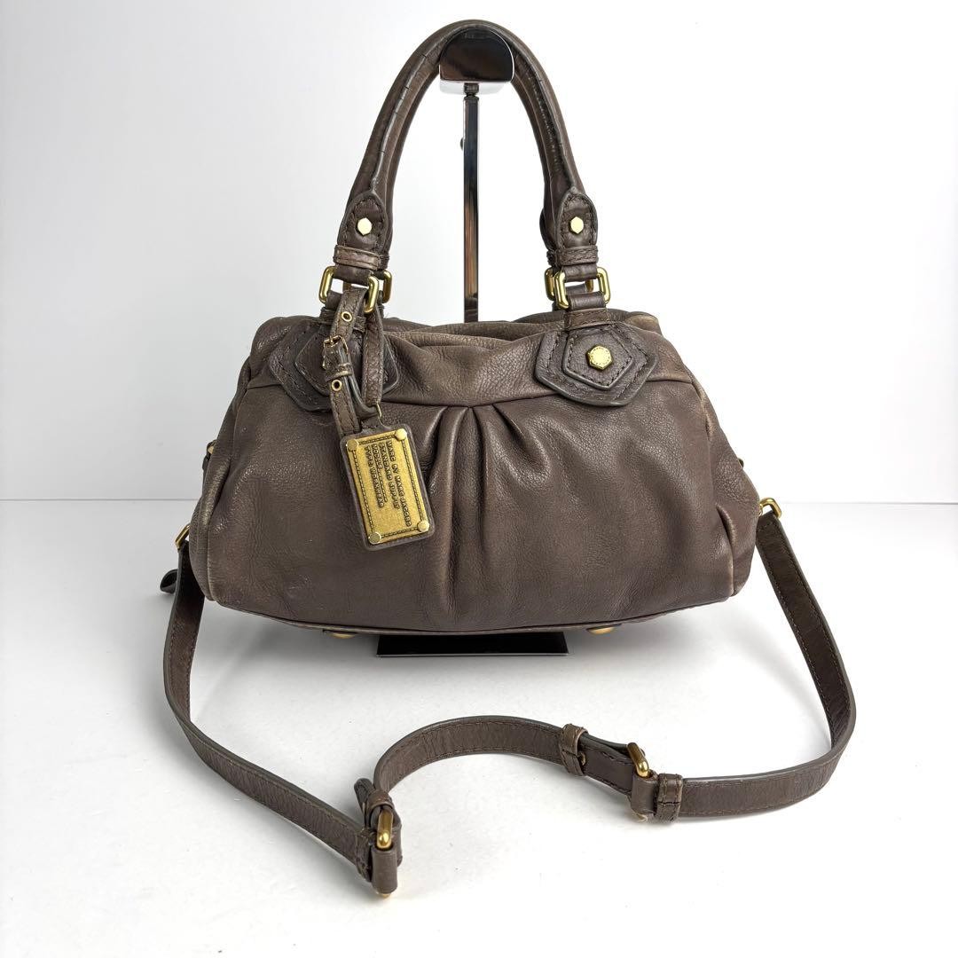 Marc Jacobs Classic Q Baby Groovy 2way Shoulder Bag Handbag Beige Y2K