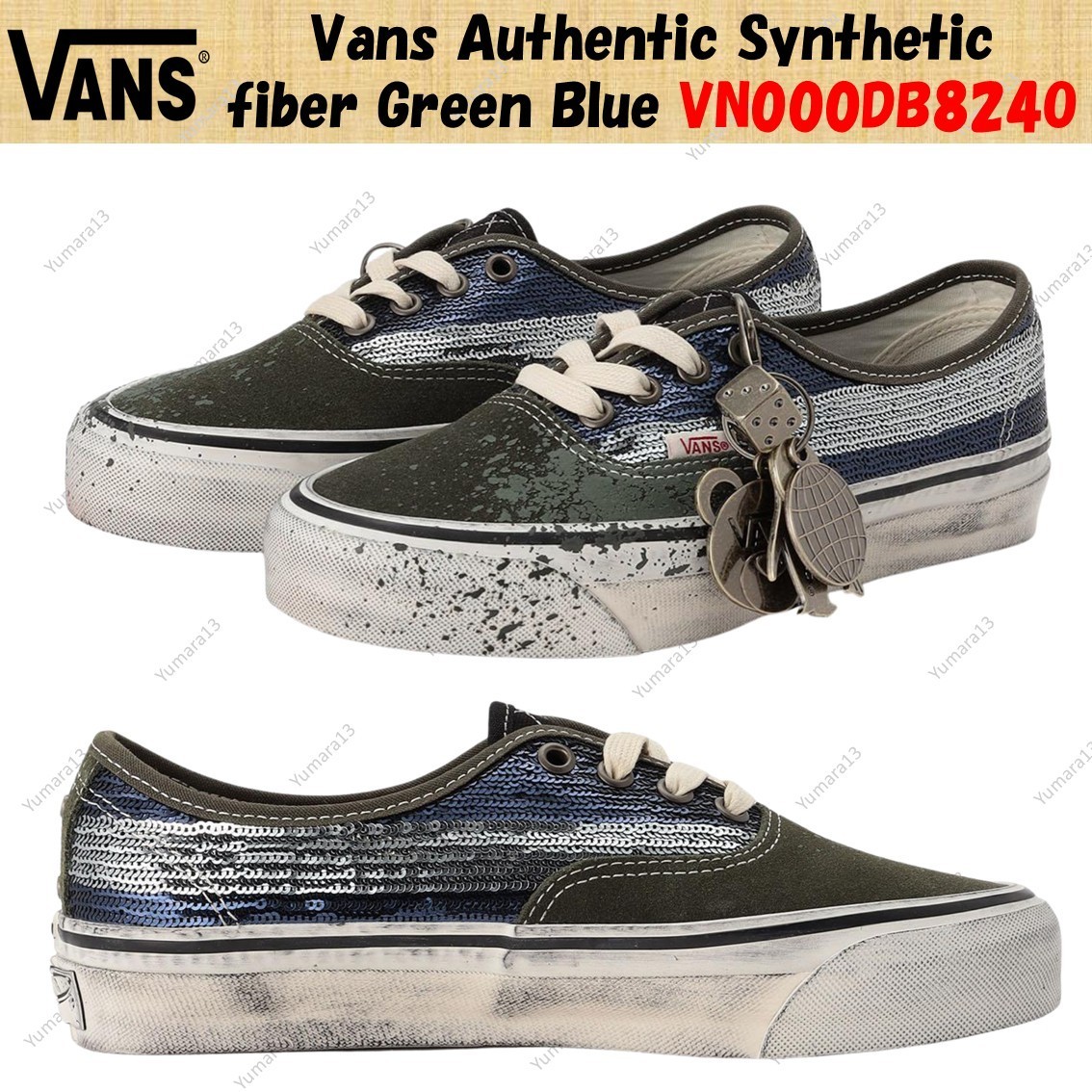 Vans Authentic Synthetic fiber Green Blue VN000DB824O Men’s Size