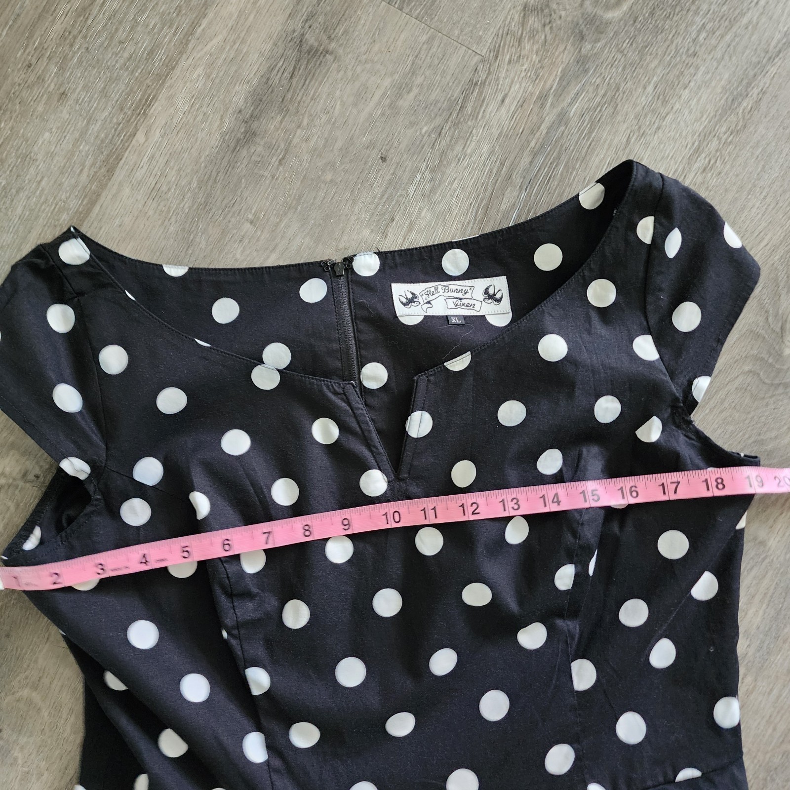 Hell Bunny Vixen XL Black White Polka Dot Fit Flare Rockabilly Swing Dress