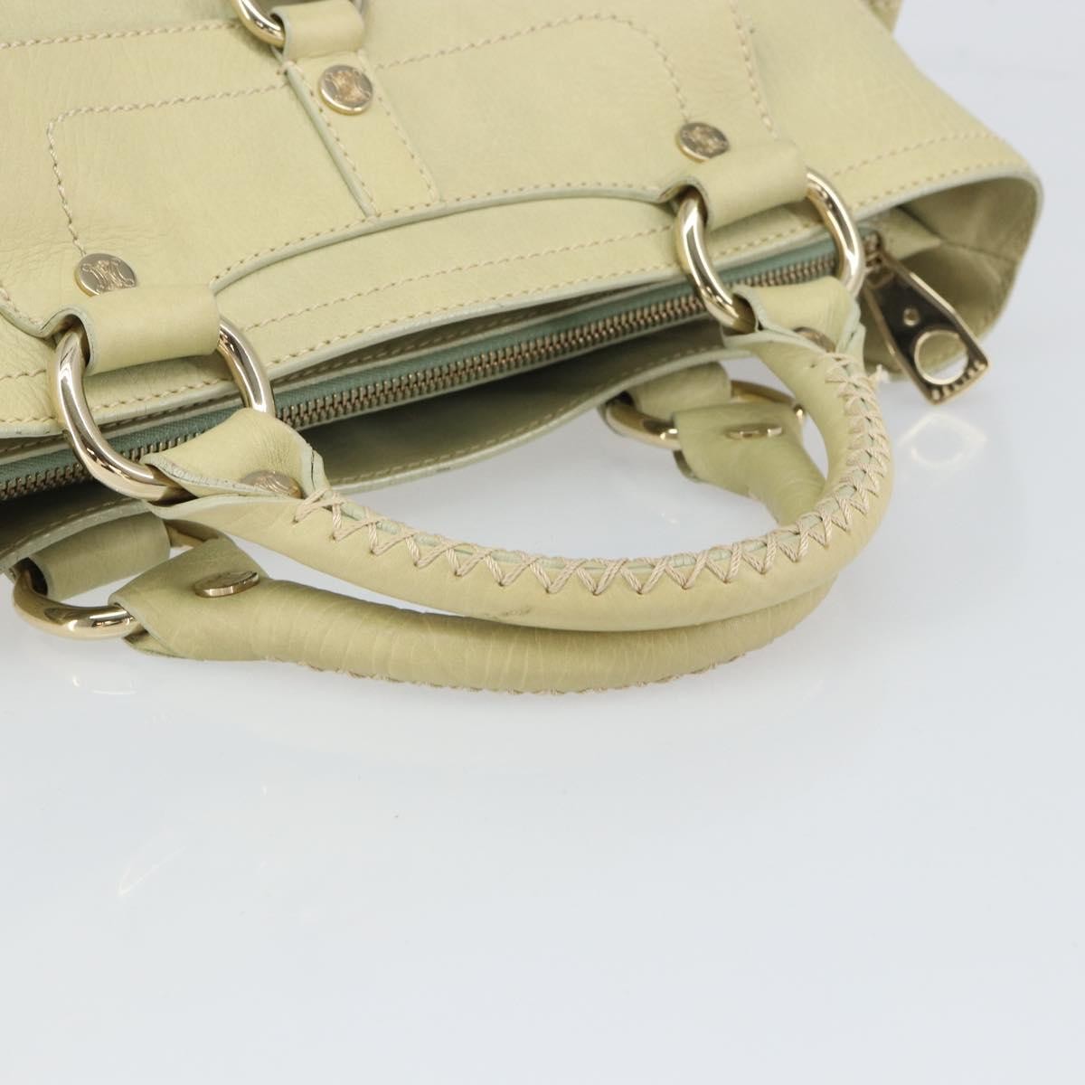 CELINE Boogie Hand Bag Leather Green Gold Auth BA9733