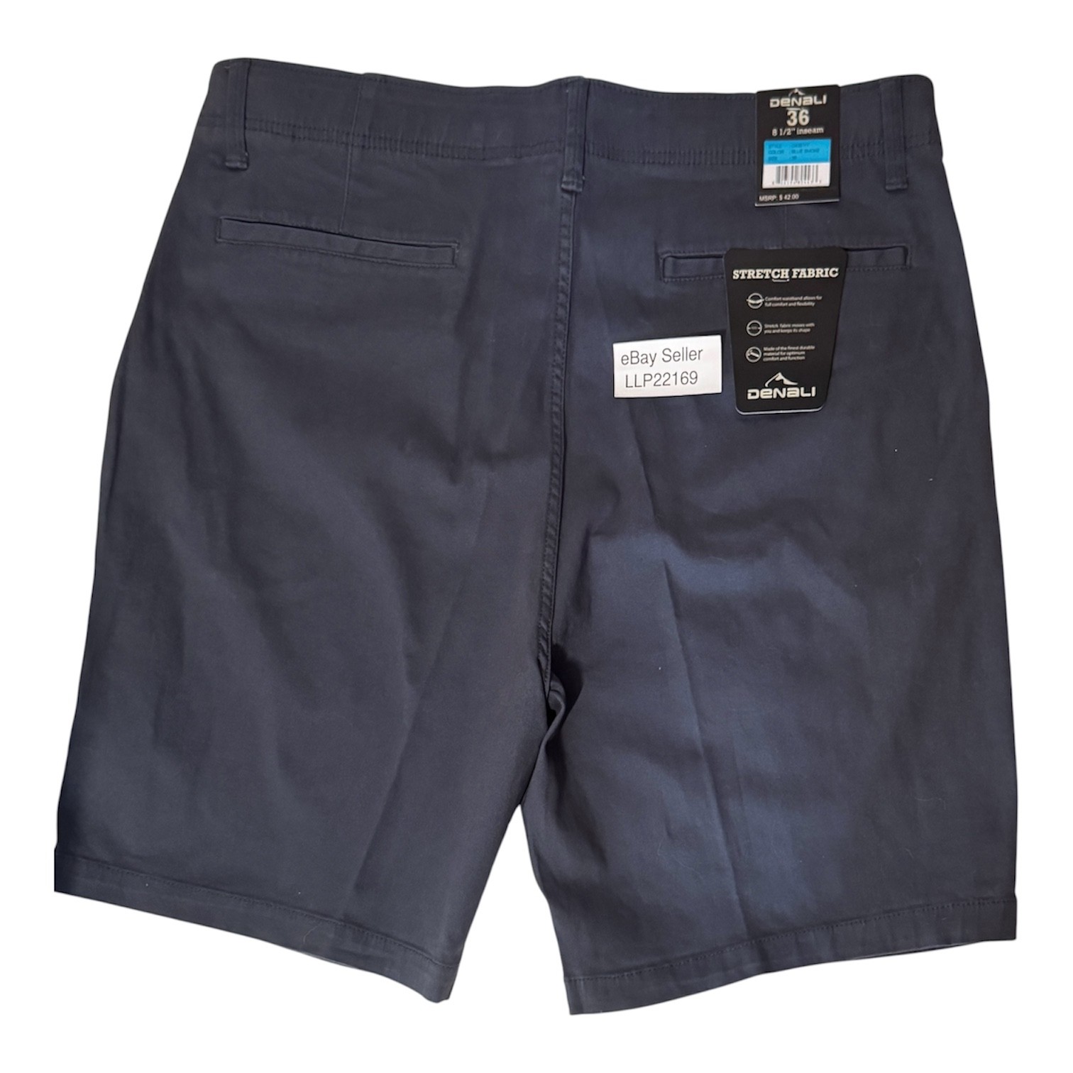 DENALI Men’s Stretch Shorts (SIZE 36) Flex Waist Flat Front BLUE SMOKE New $42
