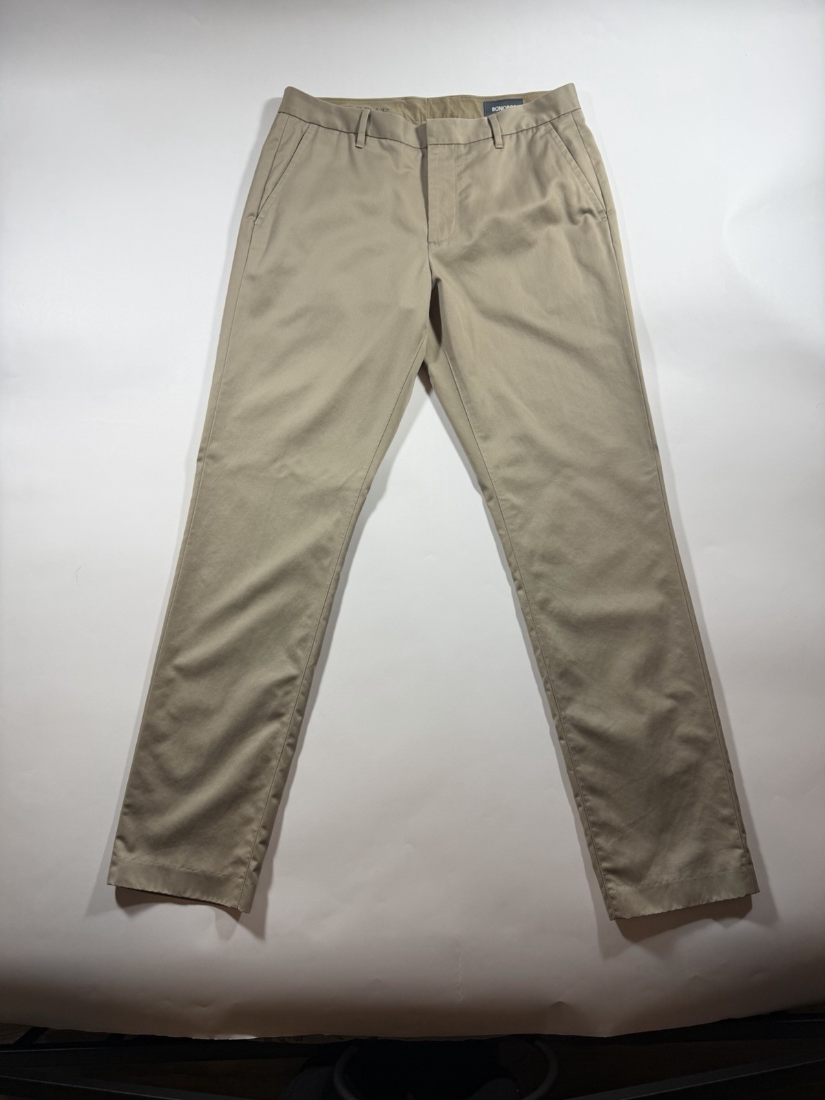Bonobos Beige Cotton Twill Chino Pants Athletic Fit Straight Leg Flat Front 32W
