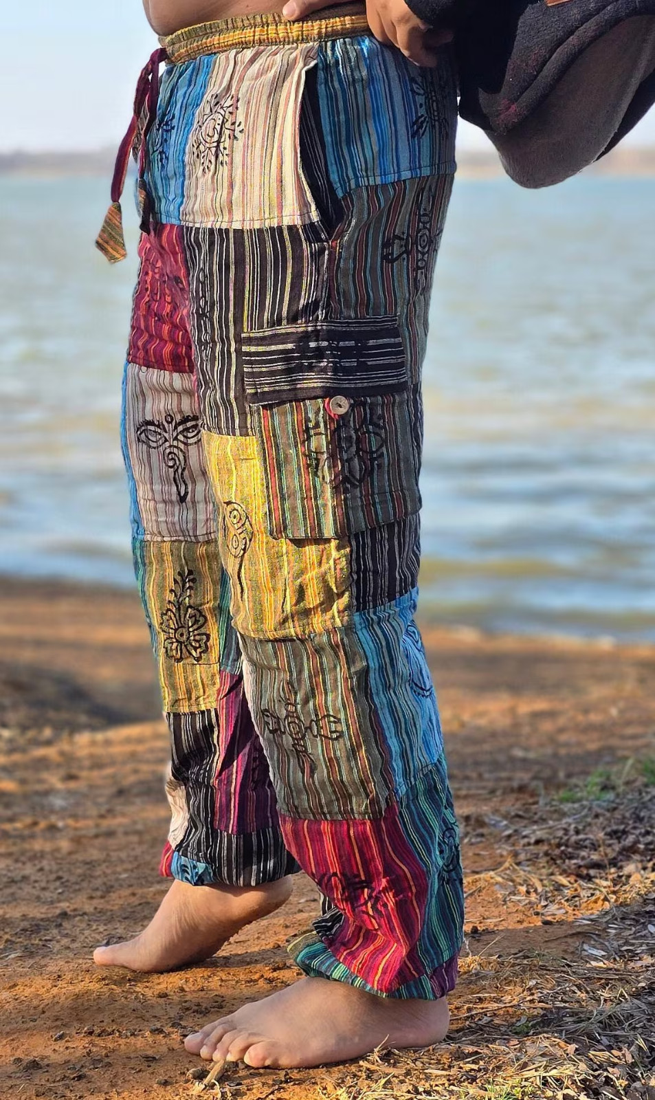 Organically Handmade Natural Stonewashed Hippie Colorful Hemp Comfortable Yoga P