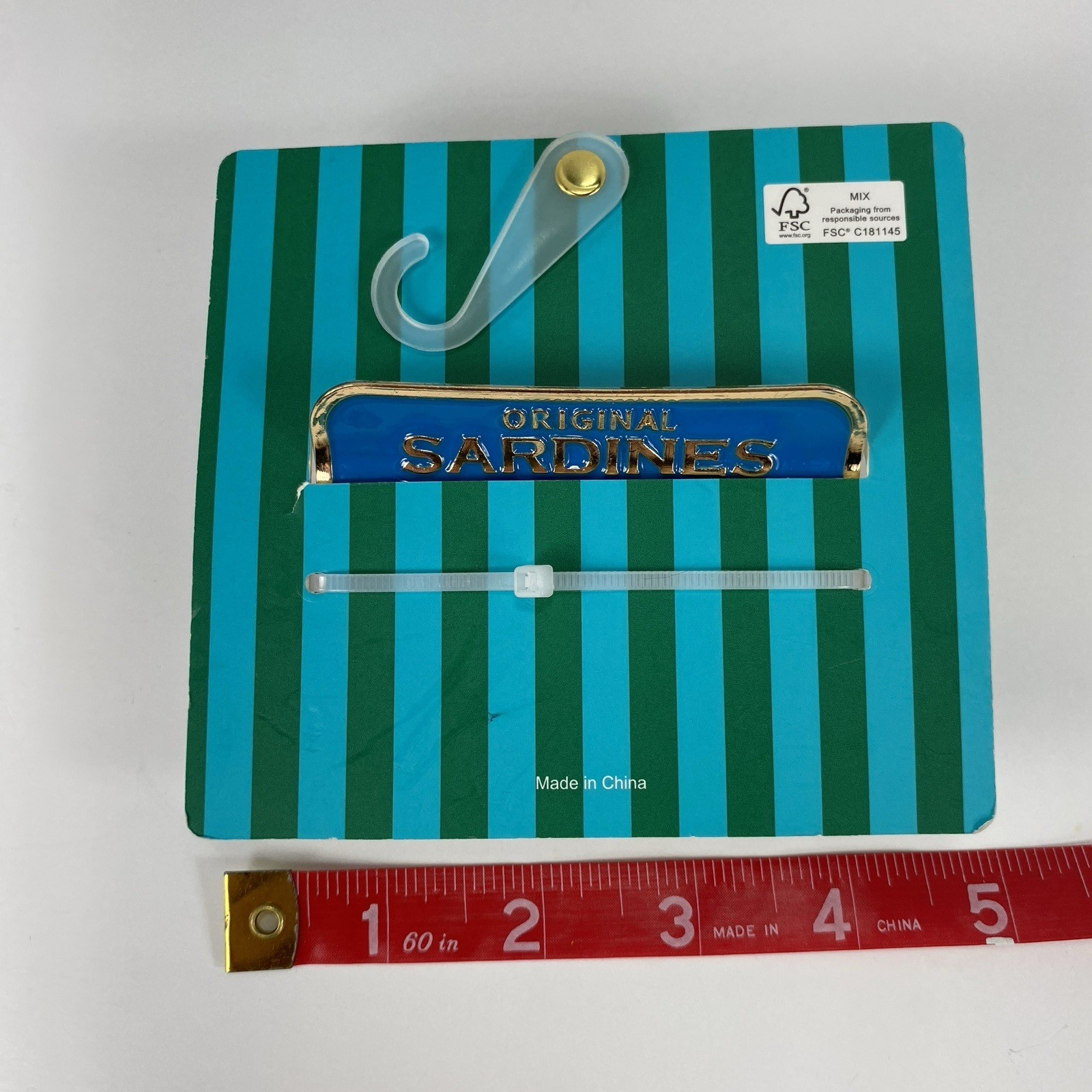 Piper K Original Sardines Hair Claw Clip Blue Gold Enamel Novelty Tinned Fish