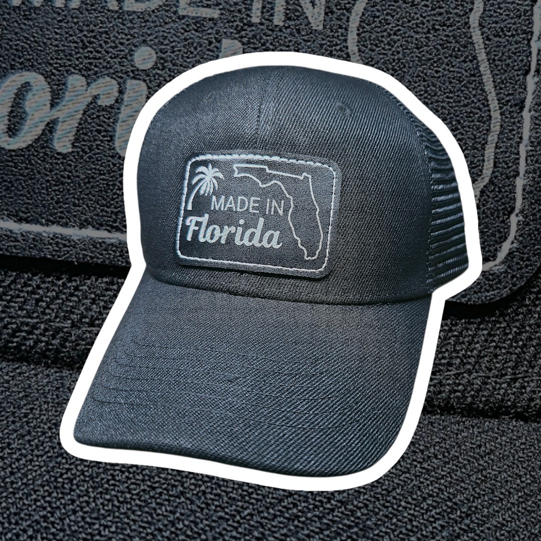 Gelante Made in Florida Patch Black Trucker Hat Adjustable Mesh Back Men
