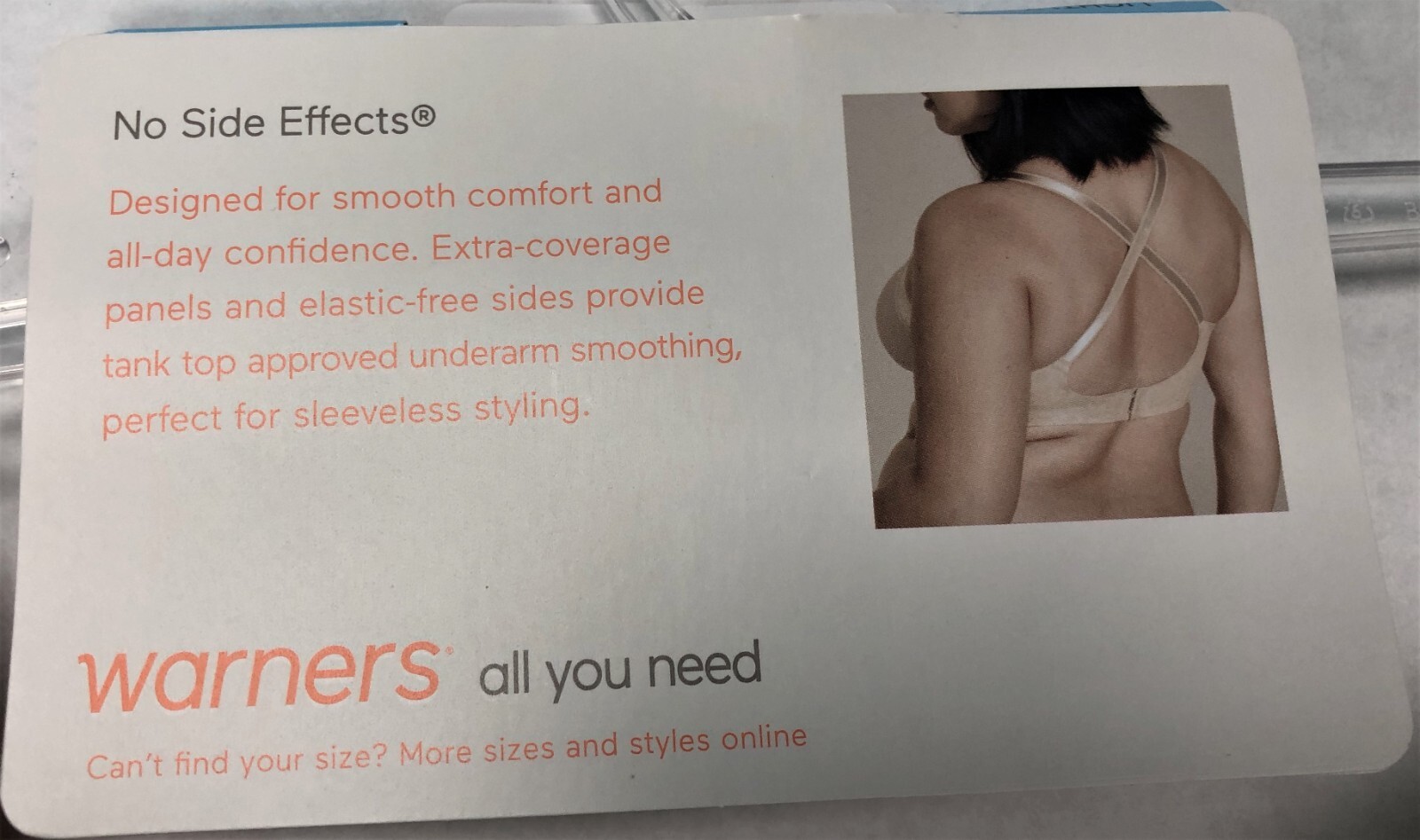 Warners Underwire Bra NO SIDE EFFECTS Convertible Straps Underarm Smooth RB5781
