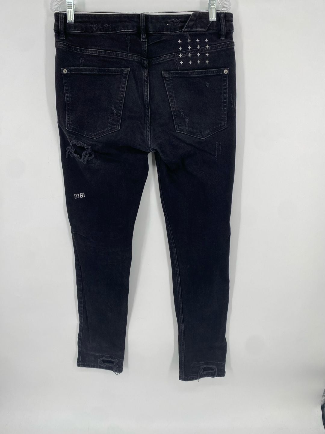 Ksubi Chitch Boneyard Black Distressed Slim Jeans Size 33 inseam is 31”