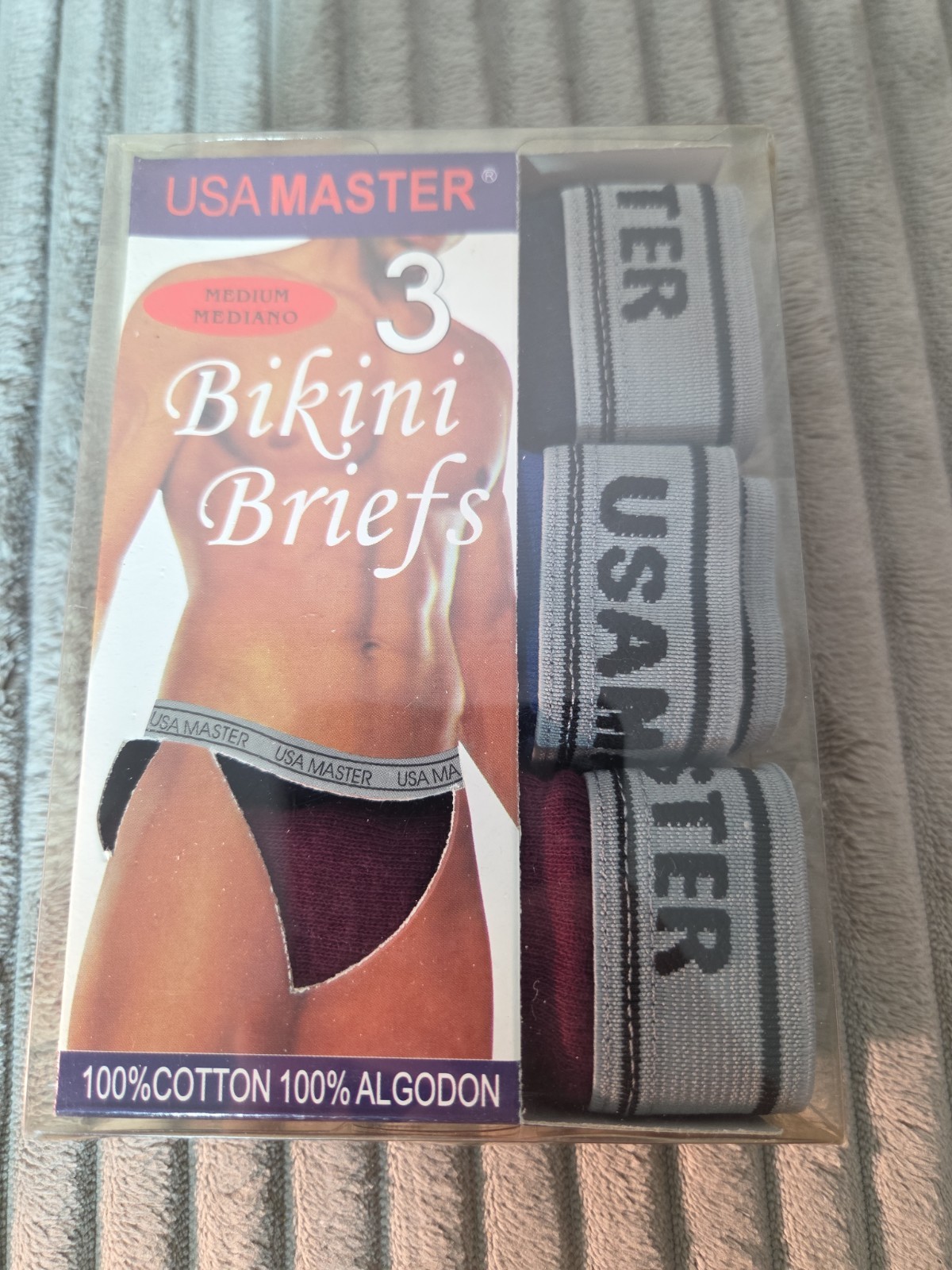 Vtg 3 Pair String Bikini Briefs 100% Cotton Underwear Medium 32-34 USA Master