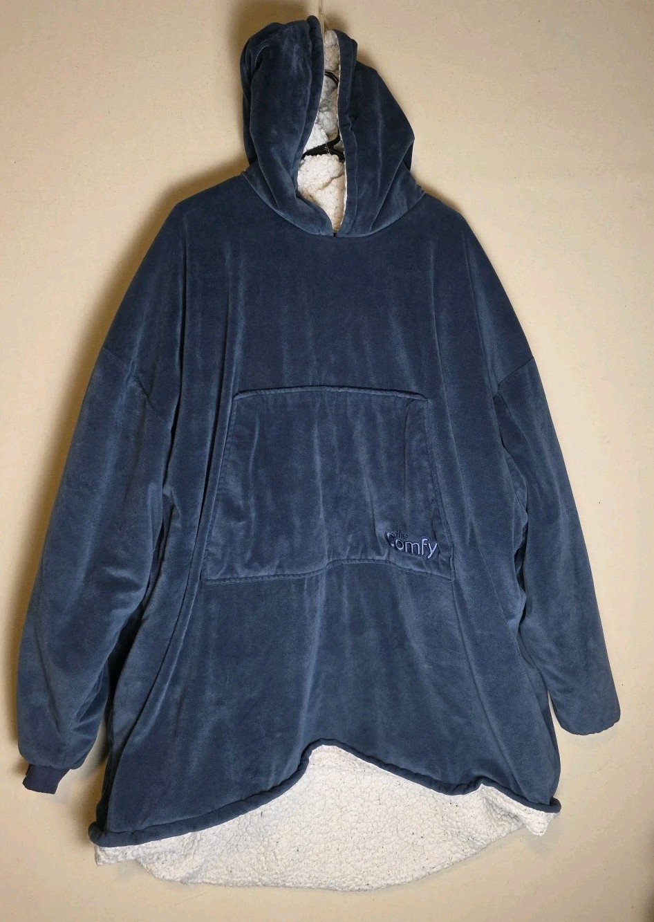 The Comfy Cozy Oversized Blue Hoodie Blanket Sharpa Velvety Navy Blue One Size