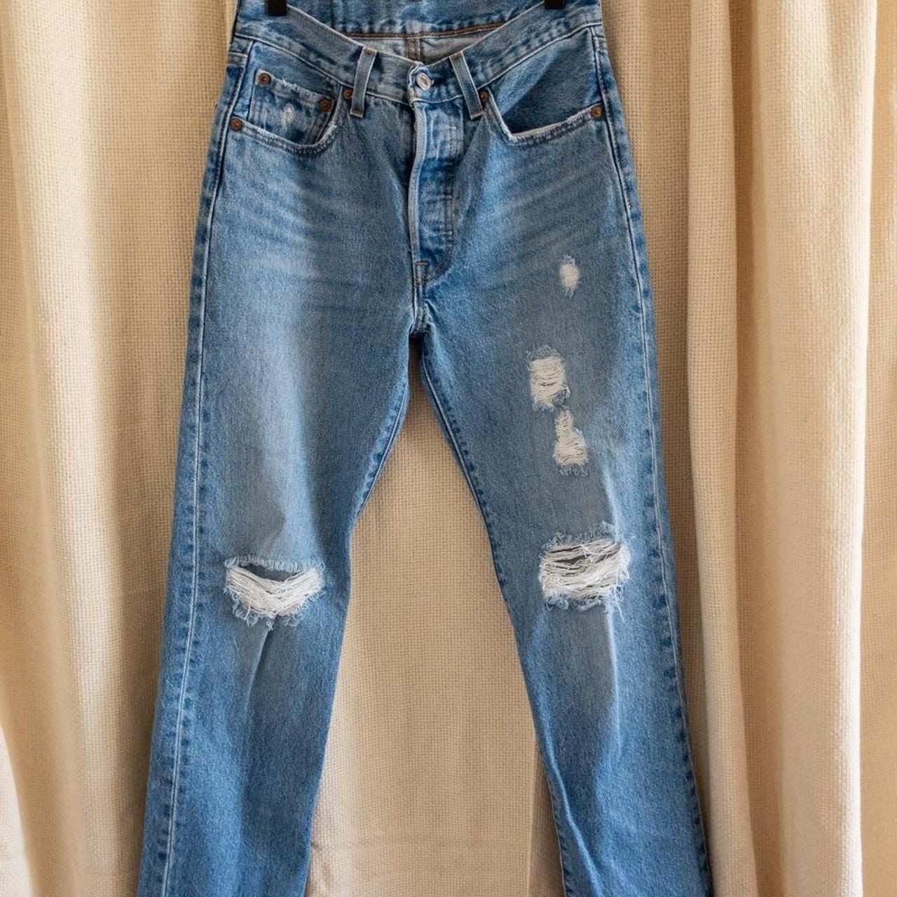 Levi’s 501 Original Fit Button Fly Distressed Blue Jeans 24” x 30”
