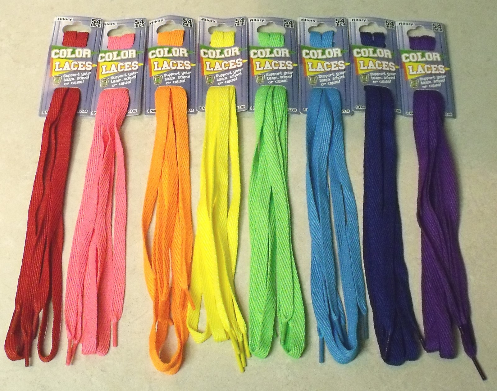 Pack of 16 Pairs Assorted HOT COLOR 54″ SHOELACES