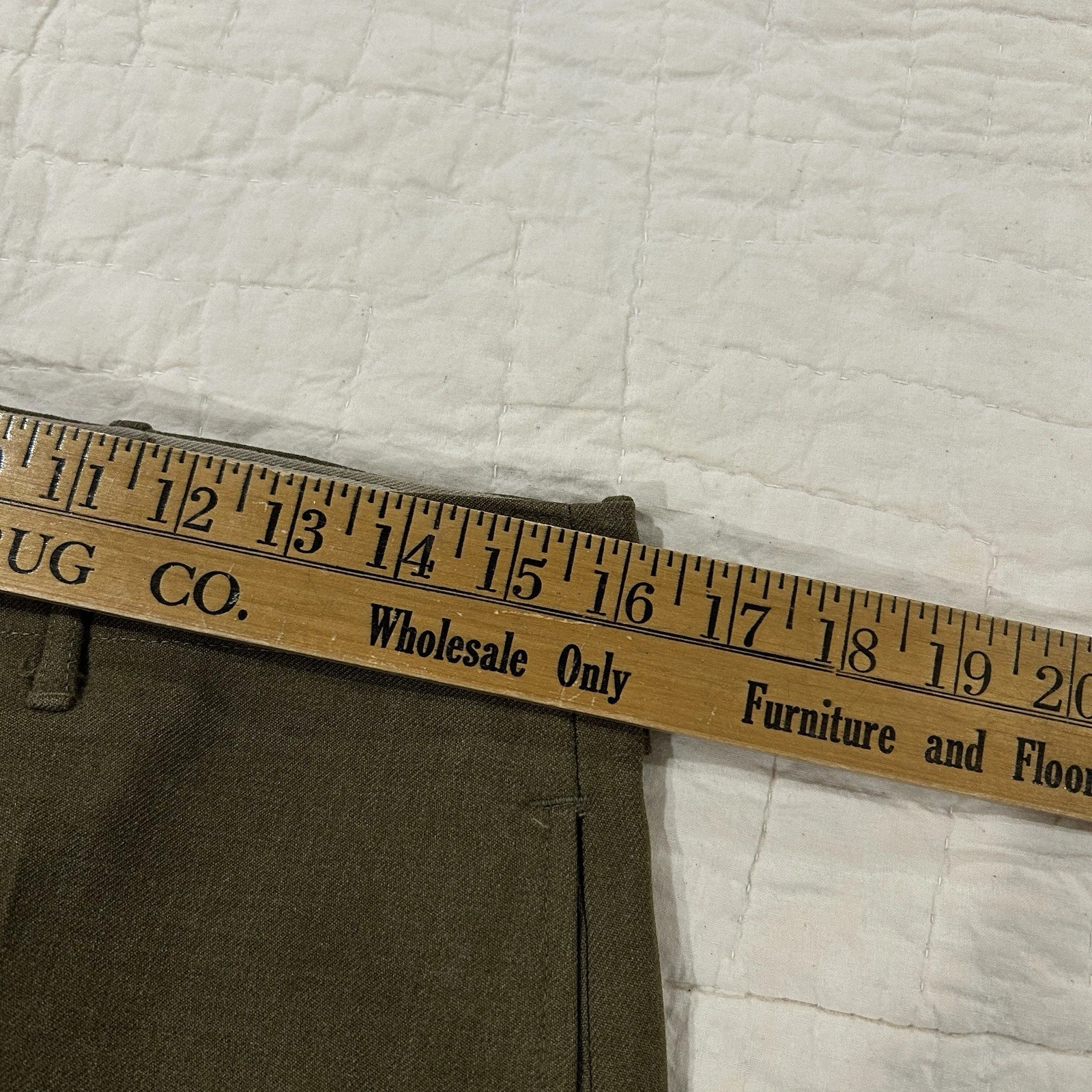 Vintage US Army Wool Dress Trousers Olive Drab 1950s 1960s Button Fly Size 32×32