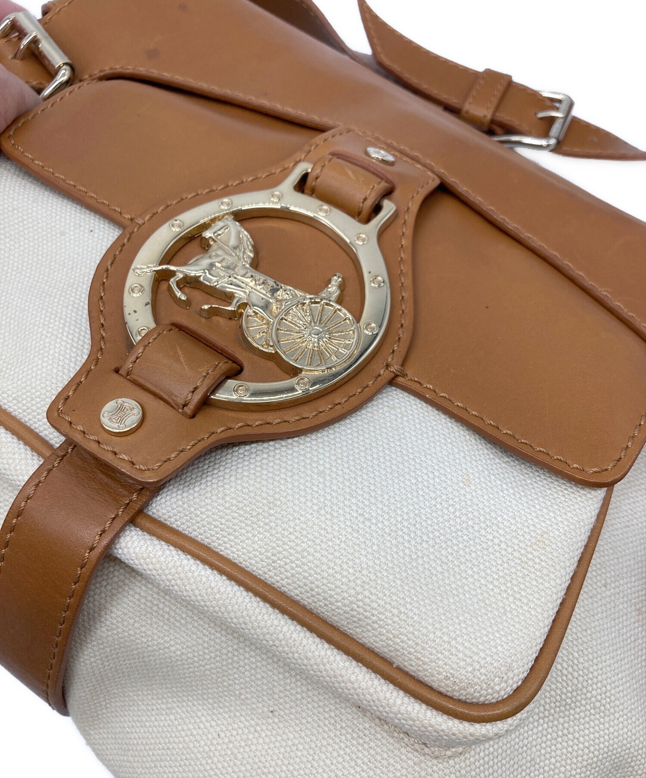 Celine Horse-drawn Carriage Hardware Shoulder Bag Old Made in Italy #TFB5398