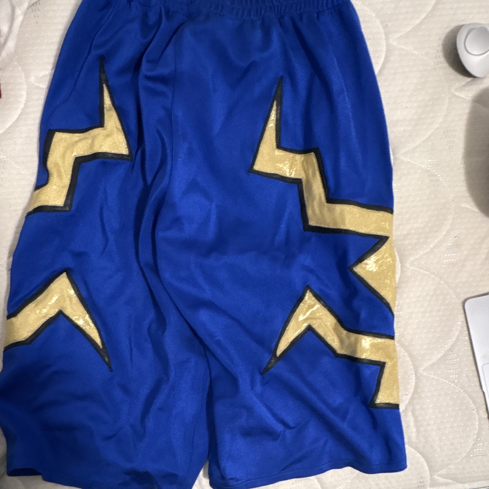 eLucha Men’s Athletic Activewear Shorts Blue/Gold/Black 32 Polyester Drawstring